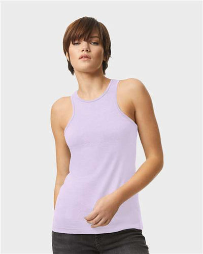 American Apparel 101CVC Heather Lilac — on model front