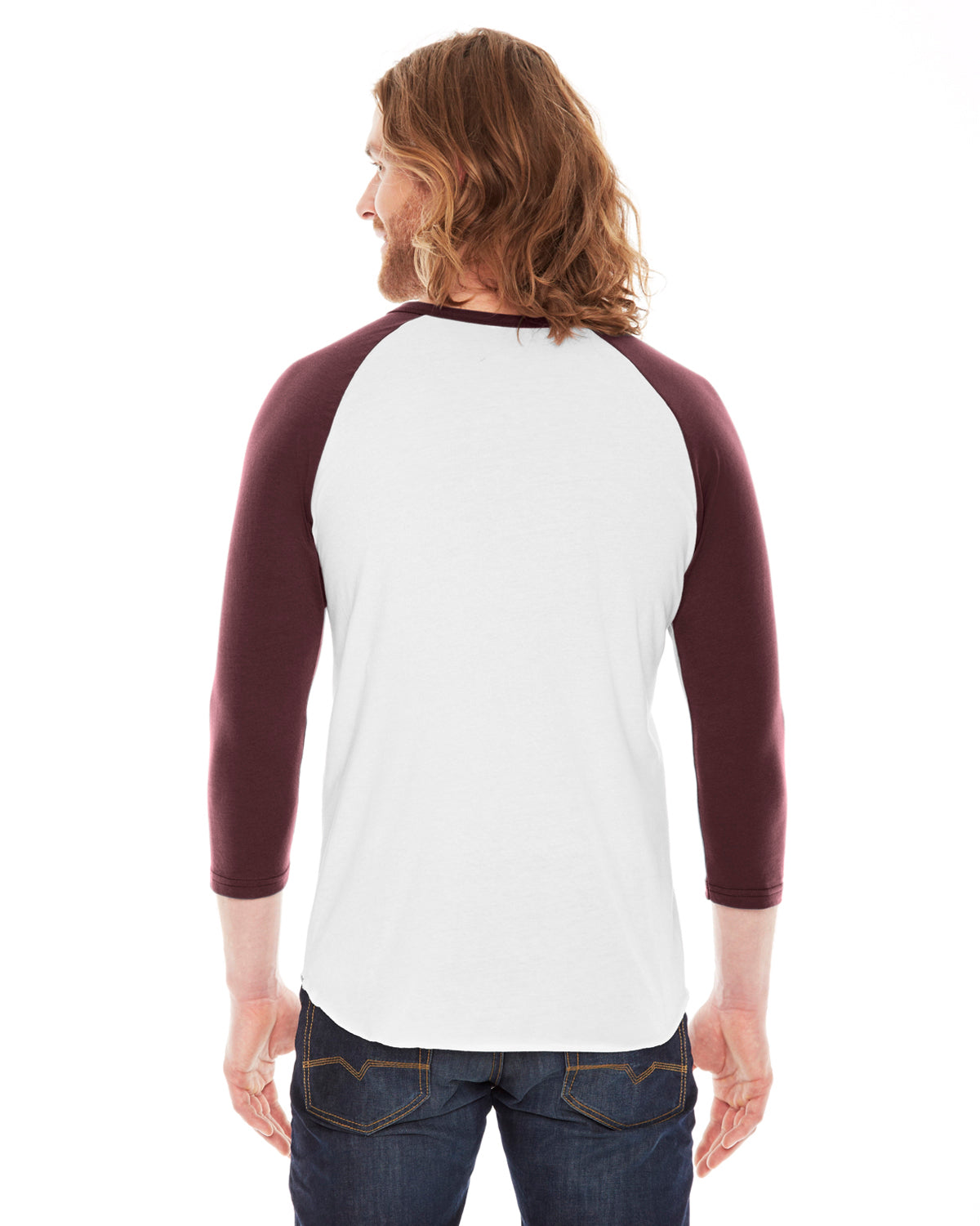 Unisex Poly-Cotton 3/4-Sleeve Raglan T-Shirt - White / Truffle