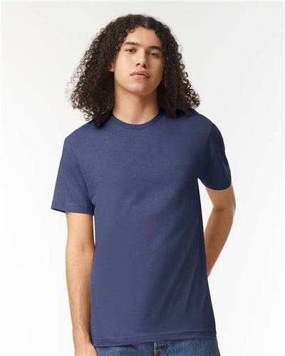 American Apparel 2001CVC Heather Indigo — on model front