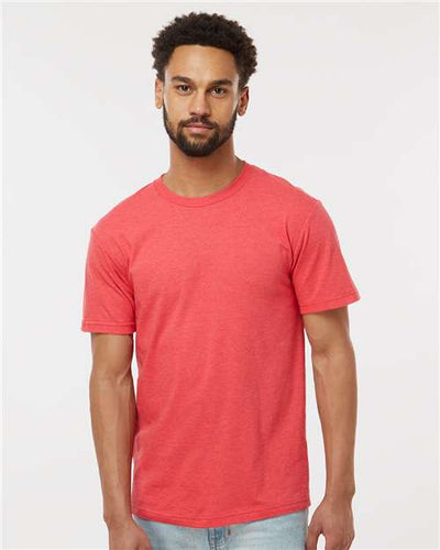 American Apparel 2001CVC Heather Red — on model front