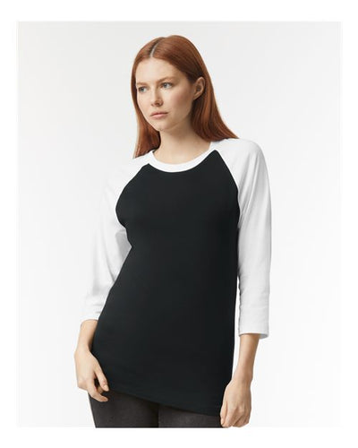 American Apparel 2003CVC Black/ White — on model front