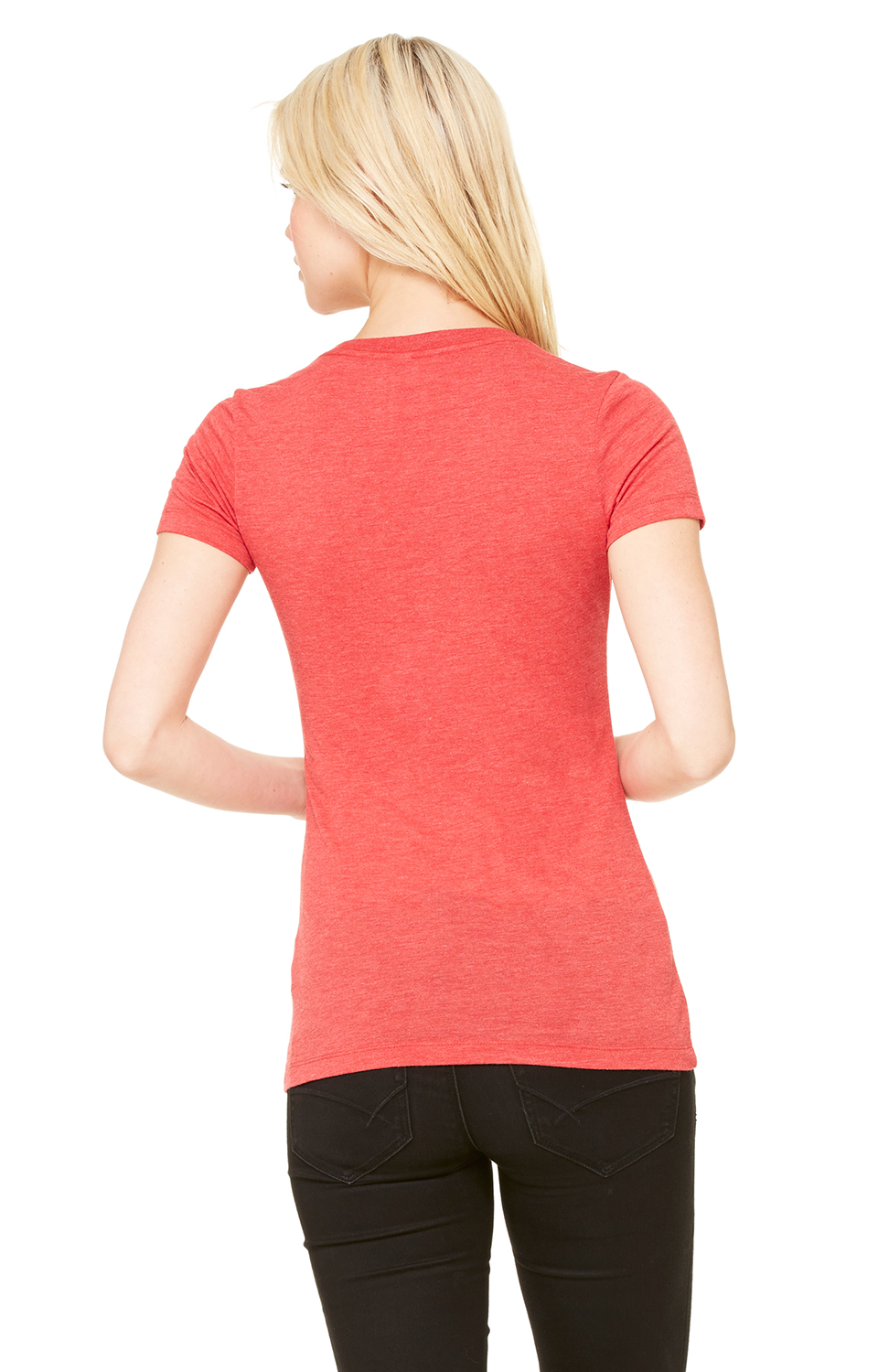 Women's Triblend Short-Sleeve Deep V-Neck T-Shirt - Light Red Triblend Old