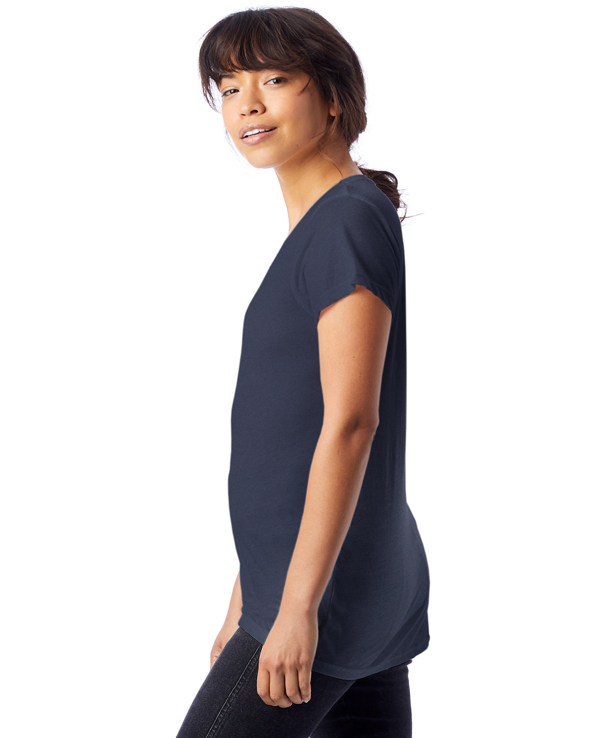 Women's Slinky-Jersey V-Neck T-Shirt - Navy