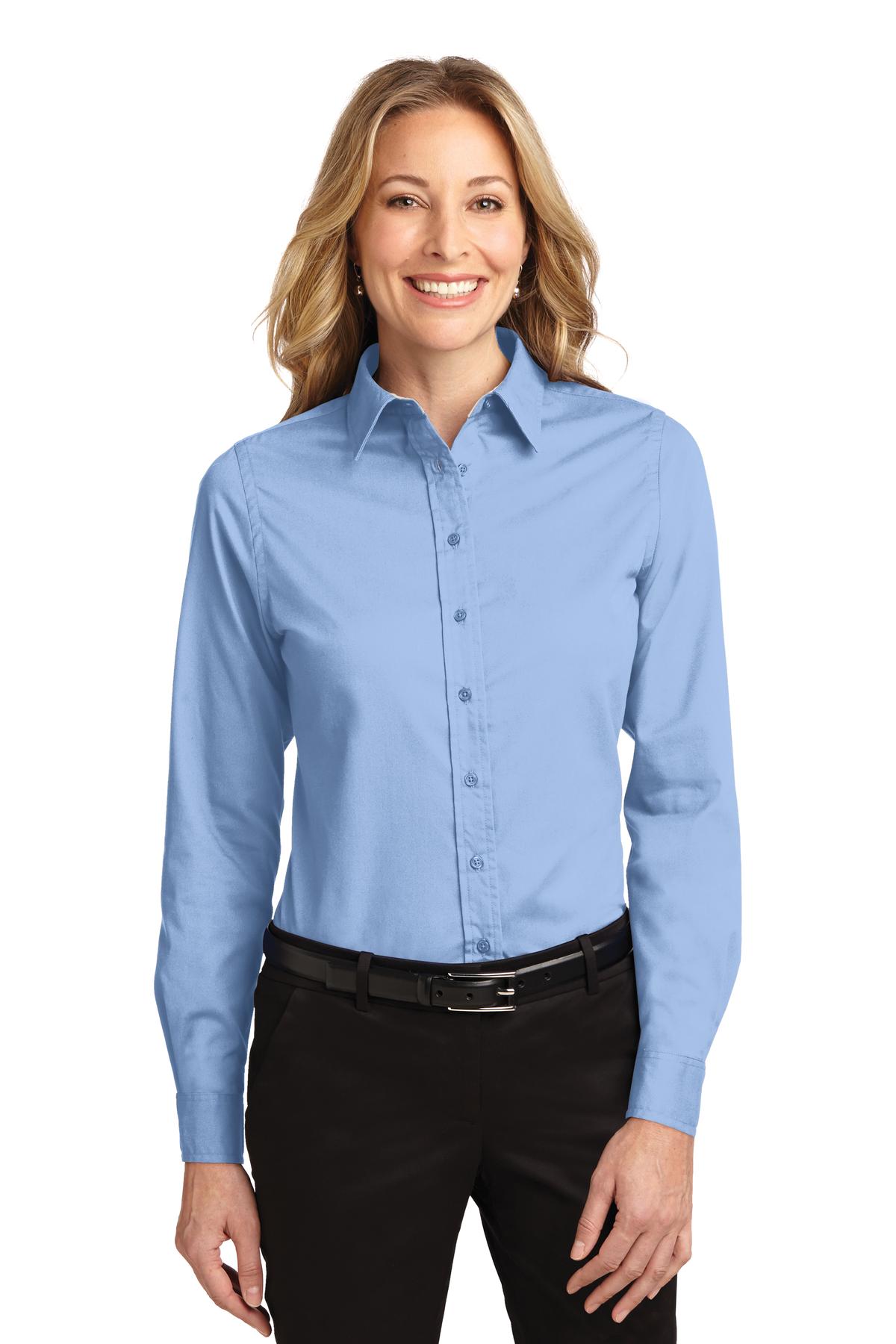 Women's Long Sleeve Easy Care Shirt - Light Blue / Light Stone