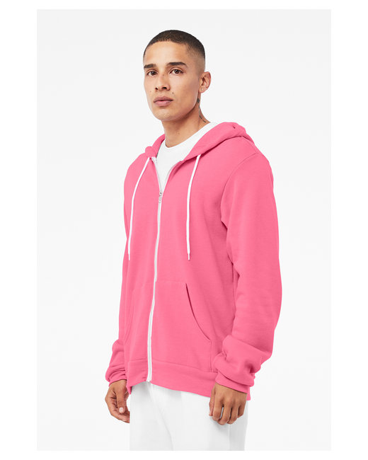 Unisex Poly-Cotton Sponge Fleece Full-Zip Hoodie - Heather Charity Pink