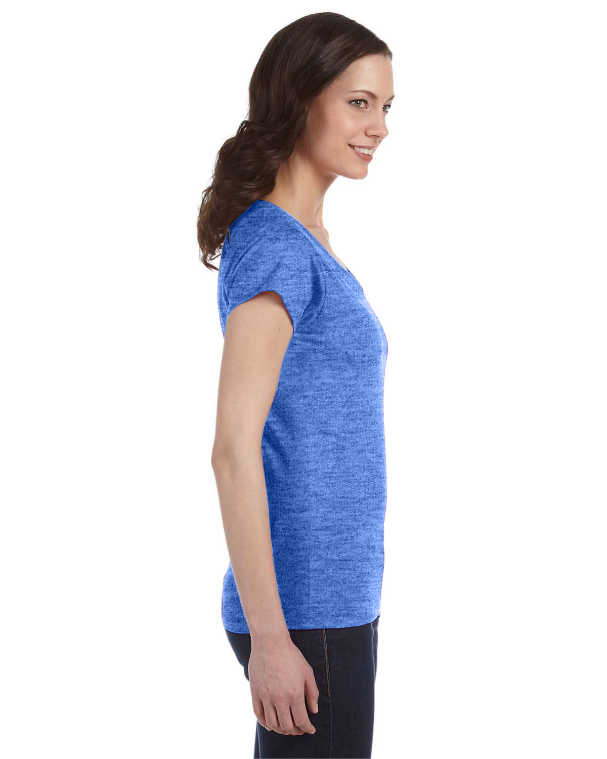 Women's SoftStyle® Fitted V-Neck T-Shirt - Heather Royal