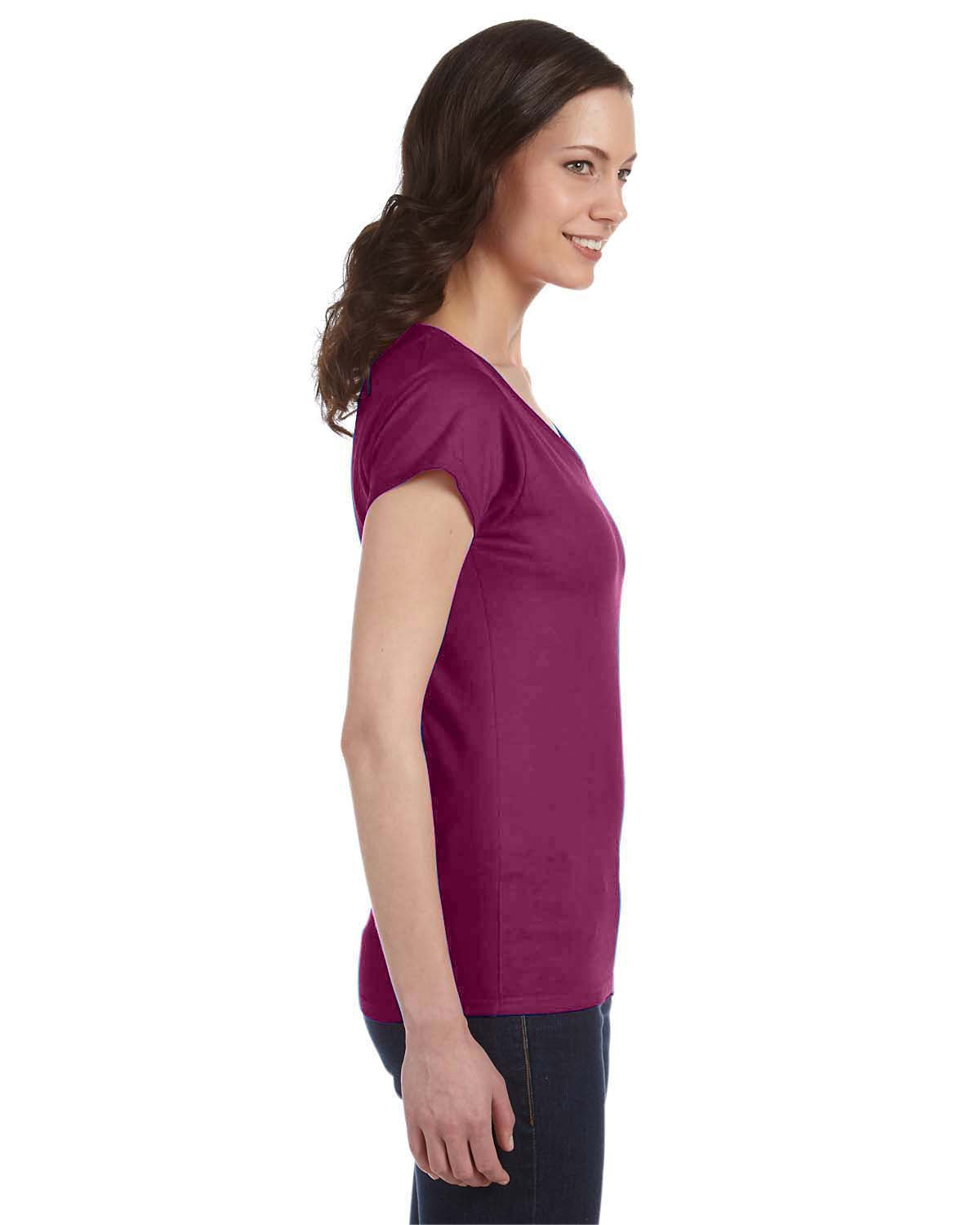 Women's SoftStyle® Fitted V-Neck T-Shirt - Berry