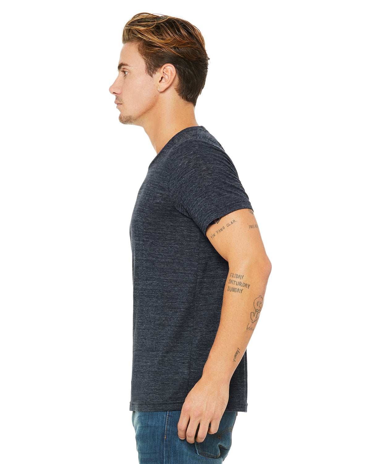 Unisex Poly-Cotton Short-Sleeve T-Shirt - Navy Slub