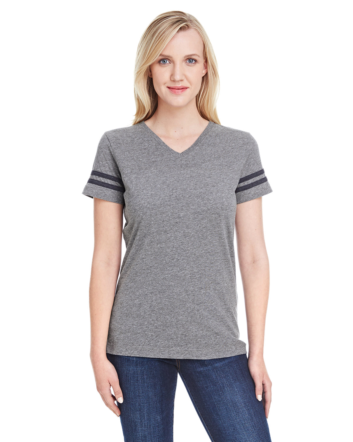 Women's Football T-Shirt - Gran Heather / Vintage Smoke