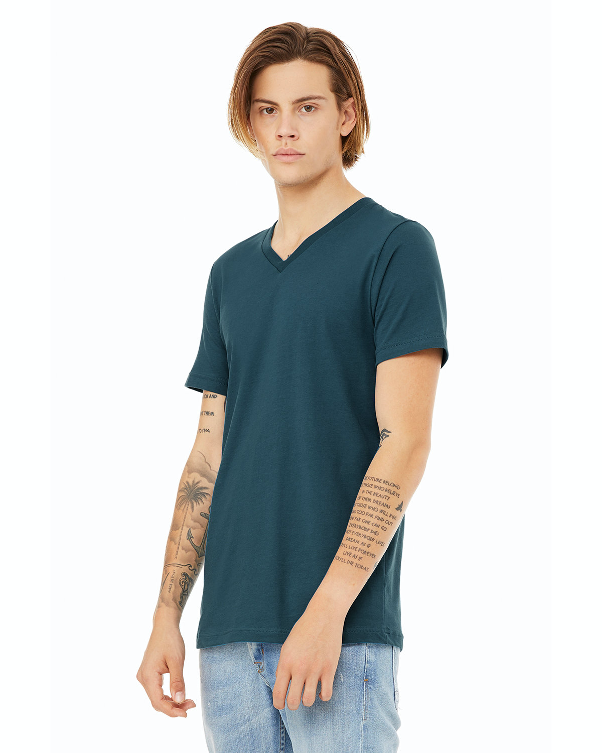 Unisex Jersey Short-Sleeve V-Neck T-Shirt - Deep Teal