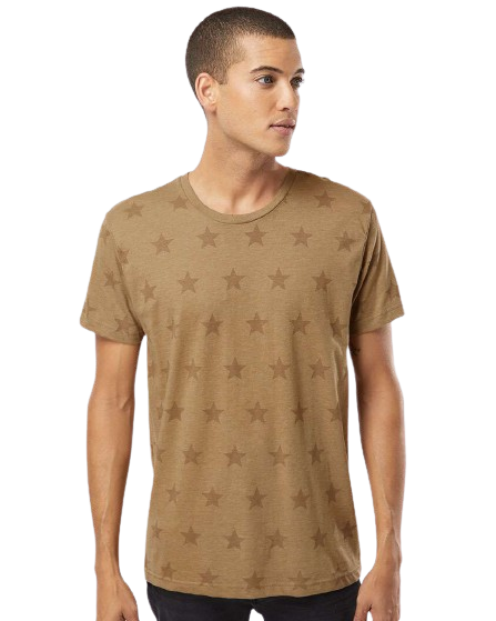 Unisex Star Print T-Shirt - Coyote Brown Star