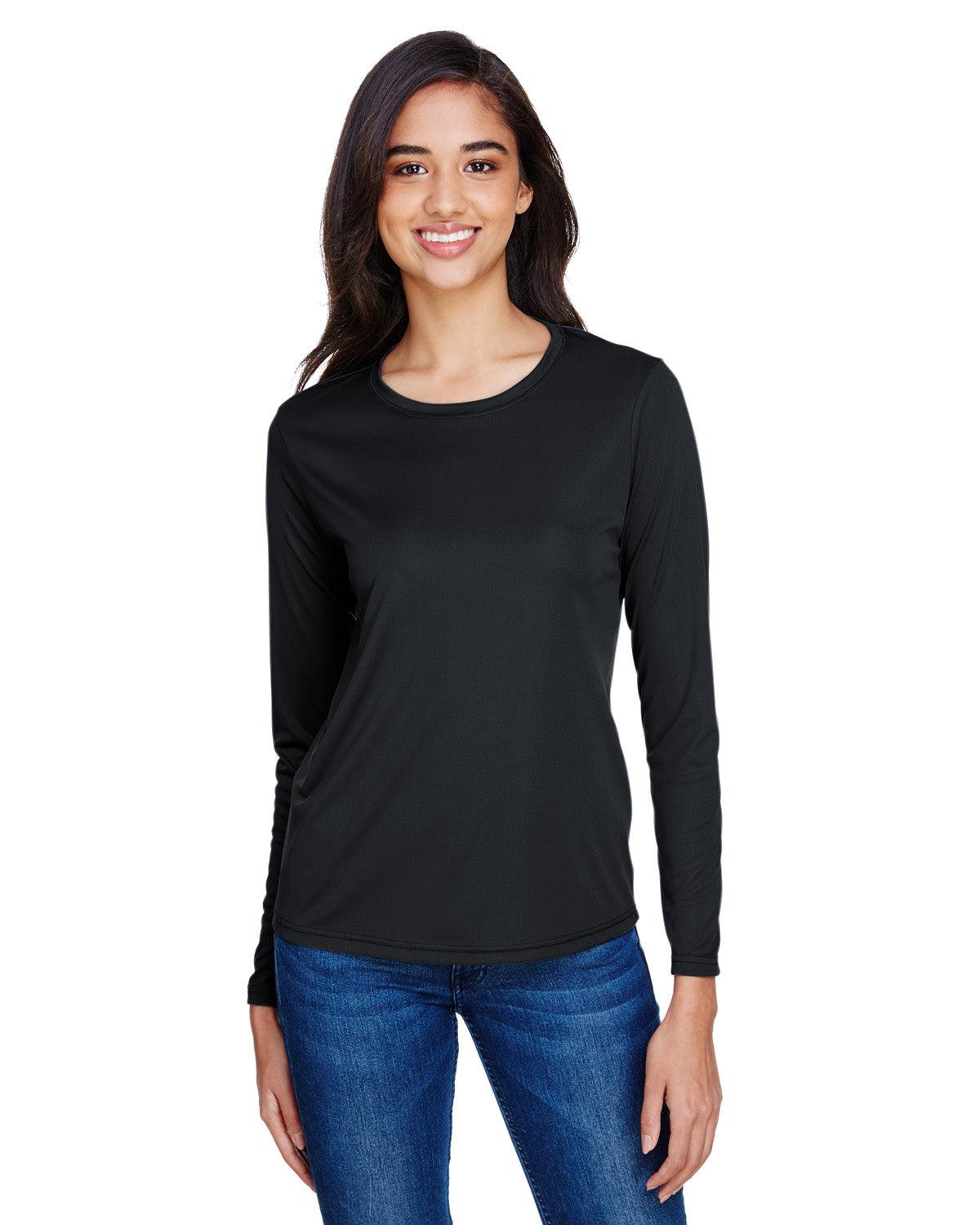 Women's Long Sleeve Cooling Performance Crew Shirt - Black