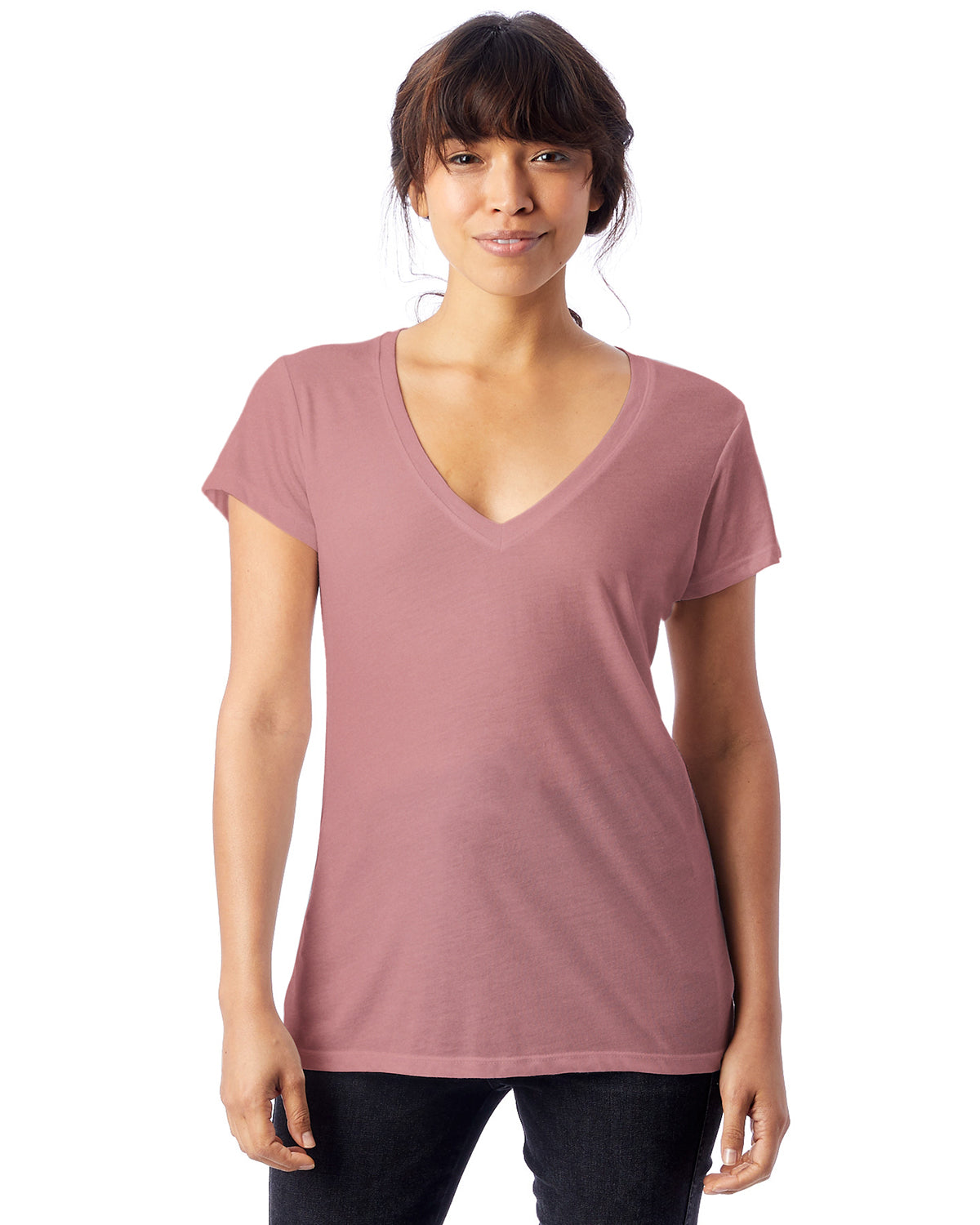 Women's Slinky-Jersey V-Neck T-Shirt - Rose Bloom