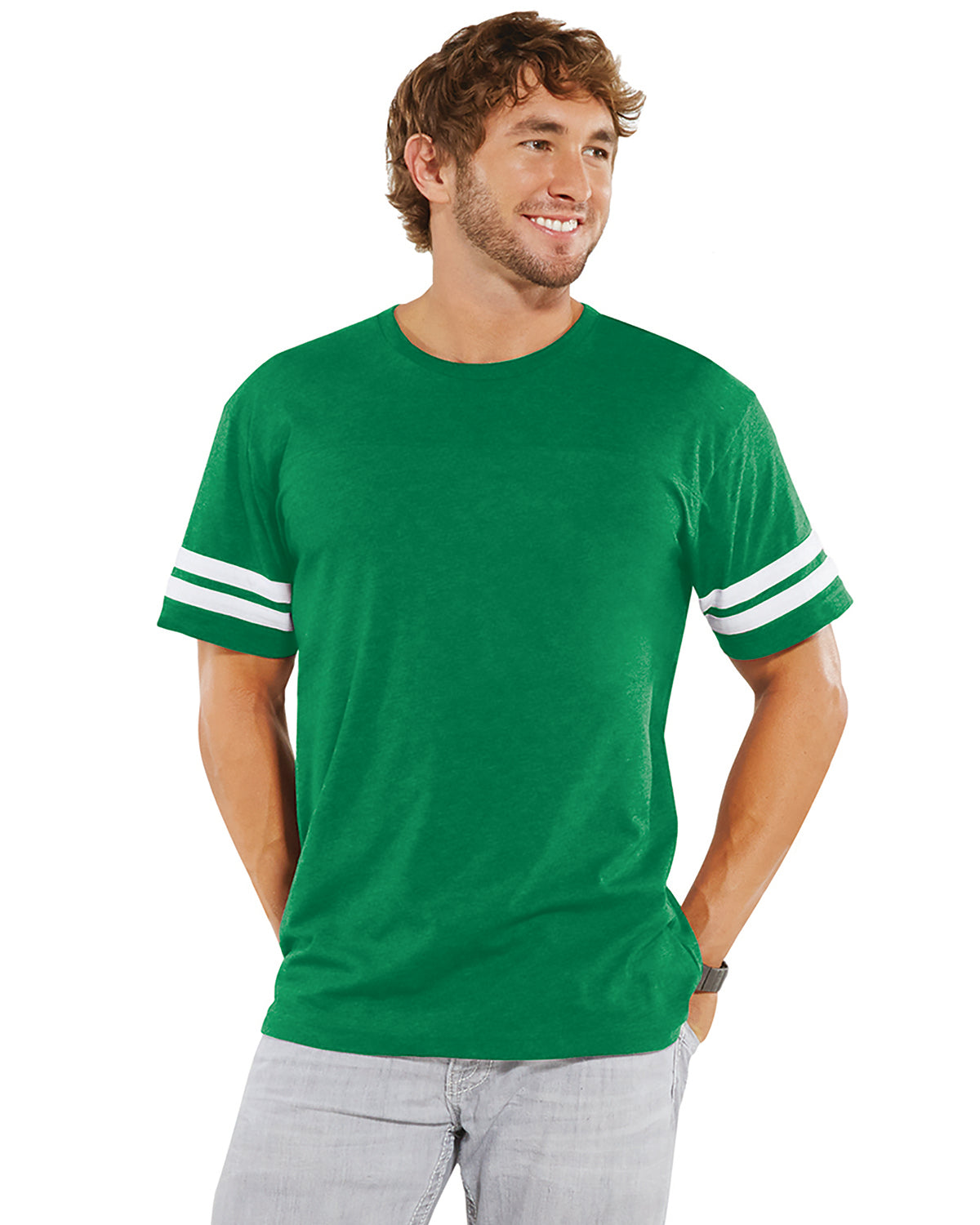 Men's Football T-Shirt - Vintage Green / Bd White