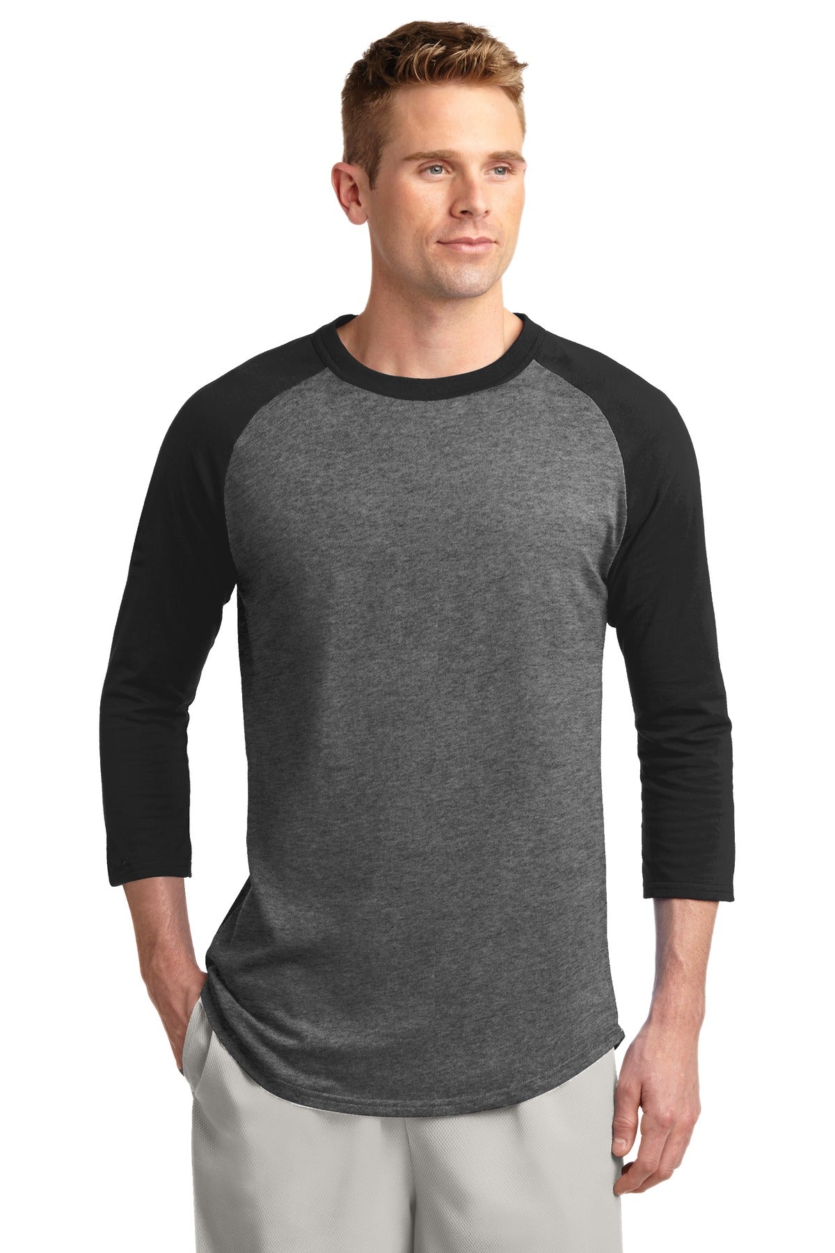Unisex Colorblock Raglan Jersey - Dark Heather Gray / Black