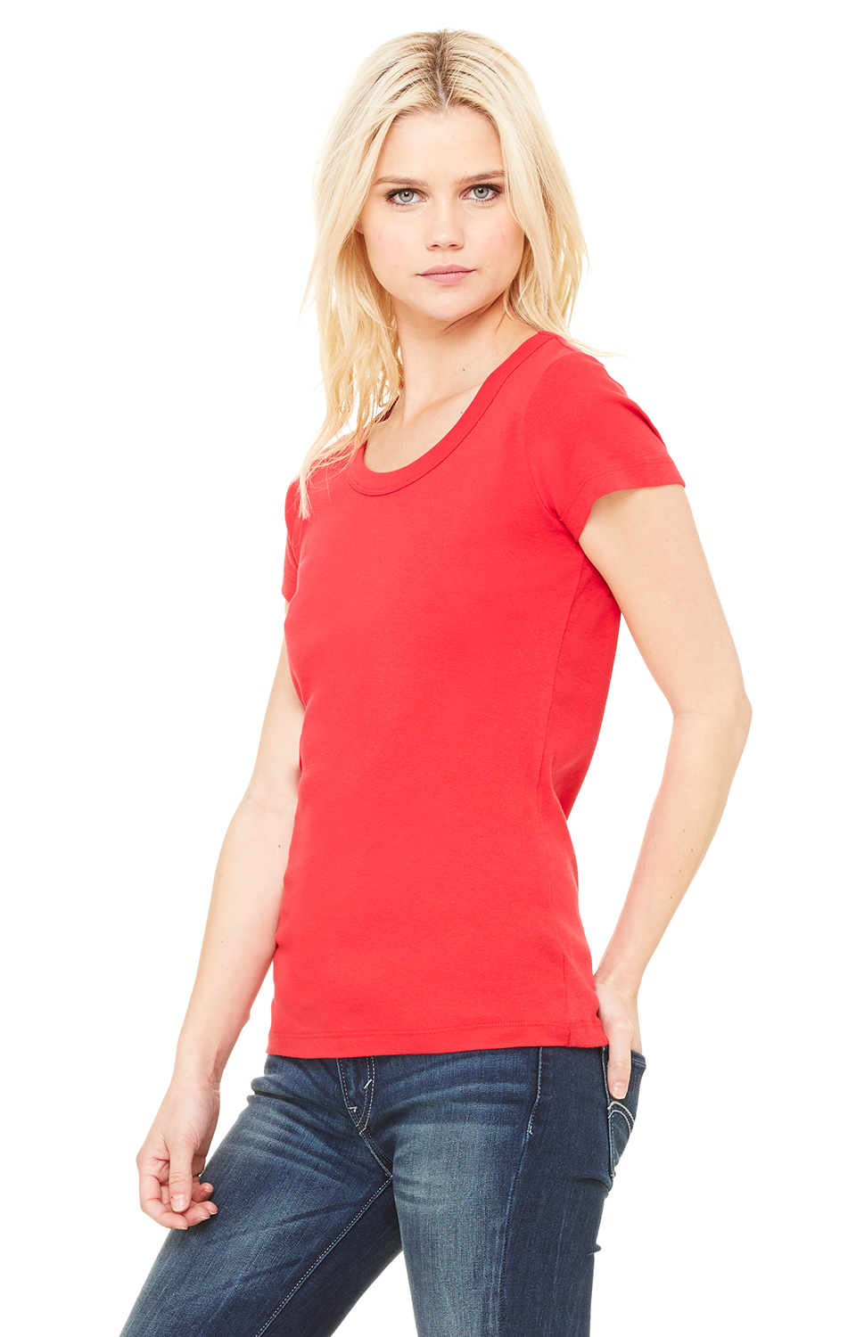 Women's Baby Rib Scoopneck Tee - Red