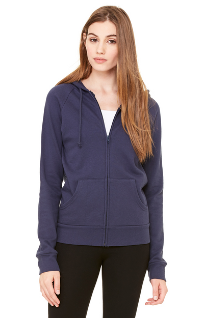 Women's Fleece Full-Zip Raglan Hoodie - Navy