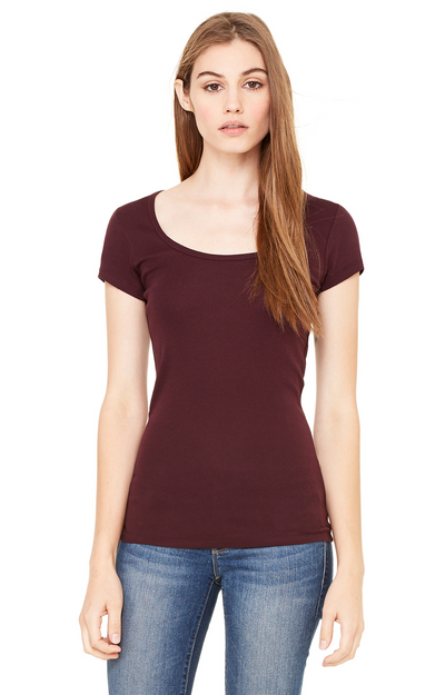 Women's Sheer Mini Rib Scoopneck Tee - Plum