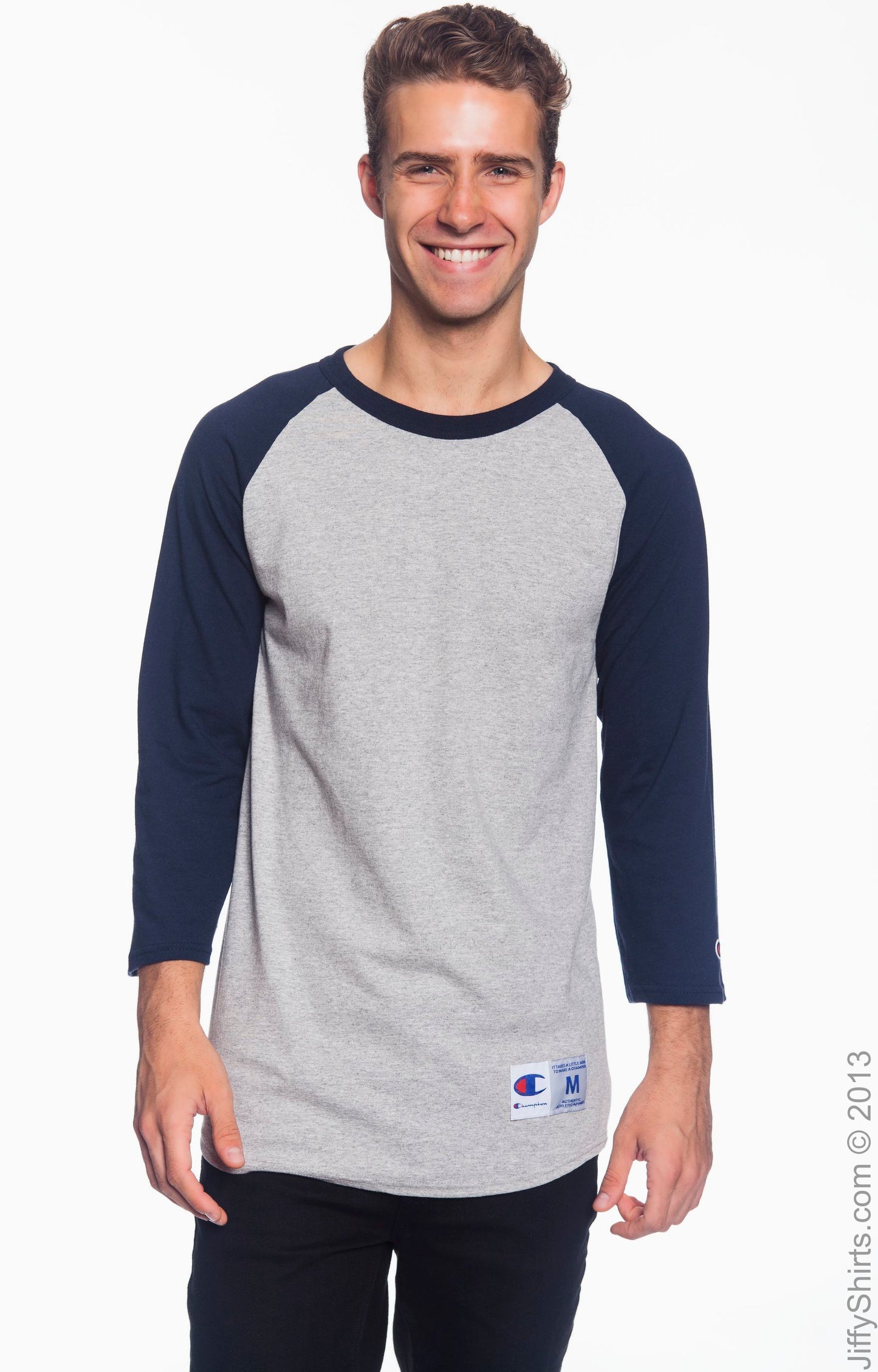Unisex Raglan T-Shirt - Oxford / Navy
