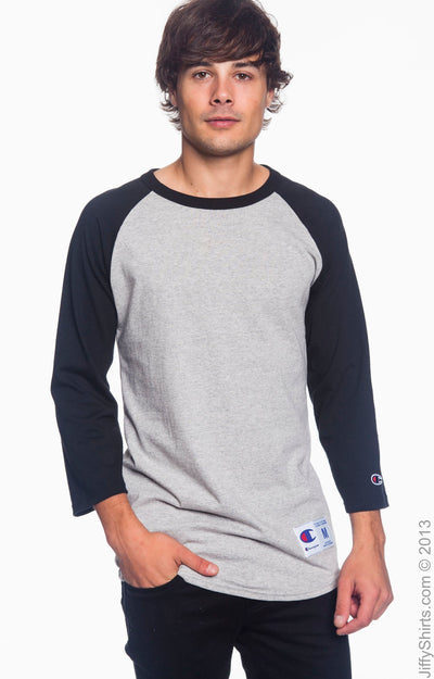 Unisex Raglan T-Shirt - Oxford / Black
