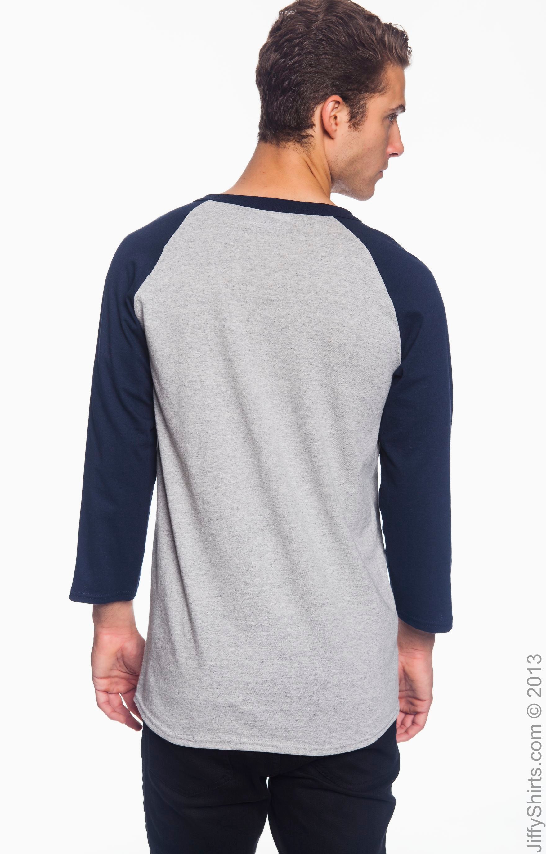 Unisex Raglan T-Shirt - Oxford / Navy