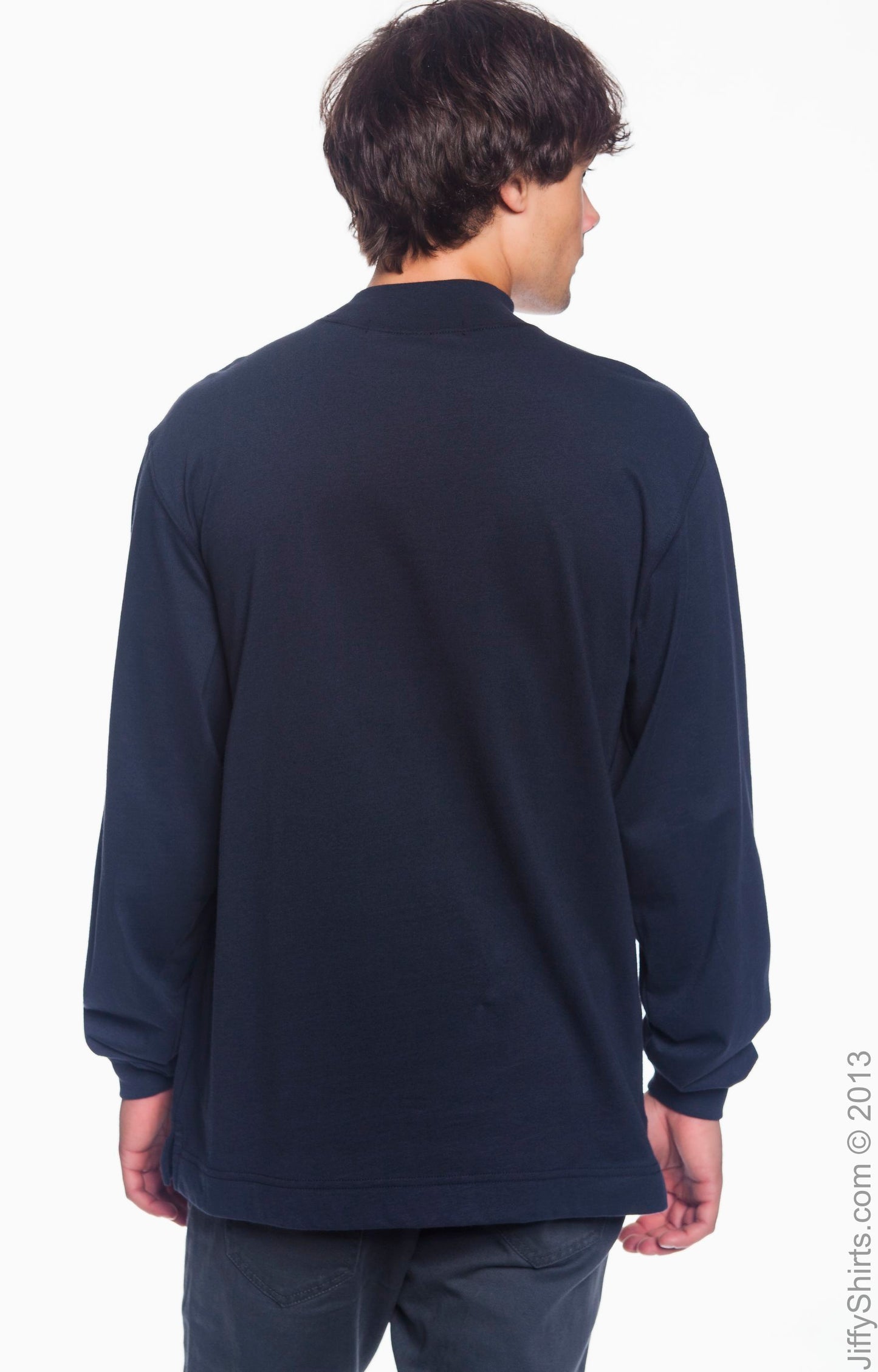 Unisex Sueded Cotton Jersey Mock Turtleneck - Navy