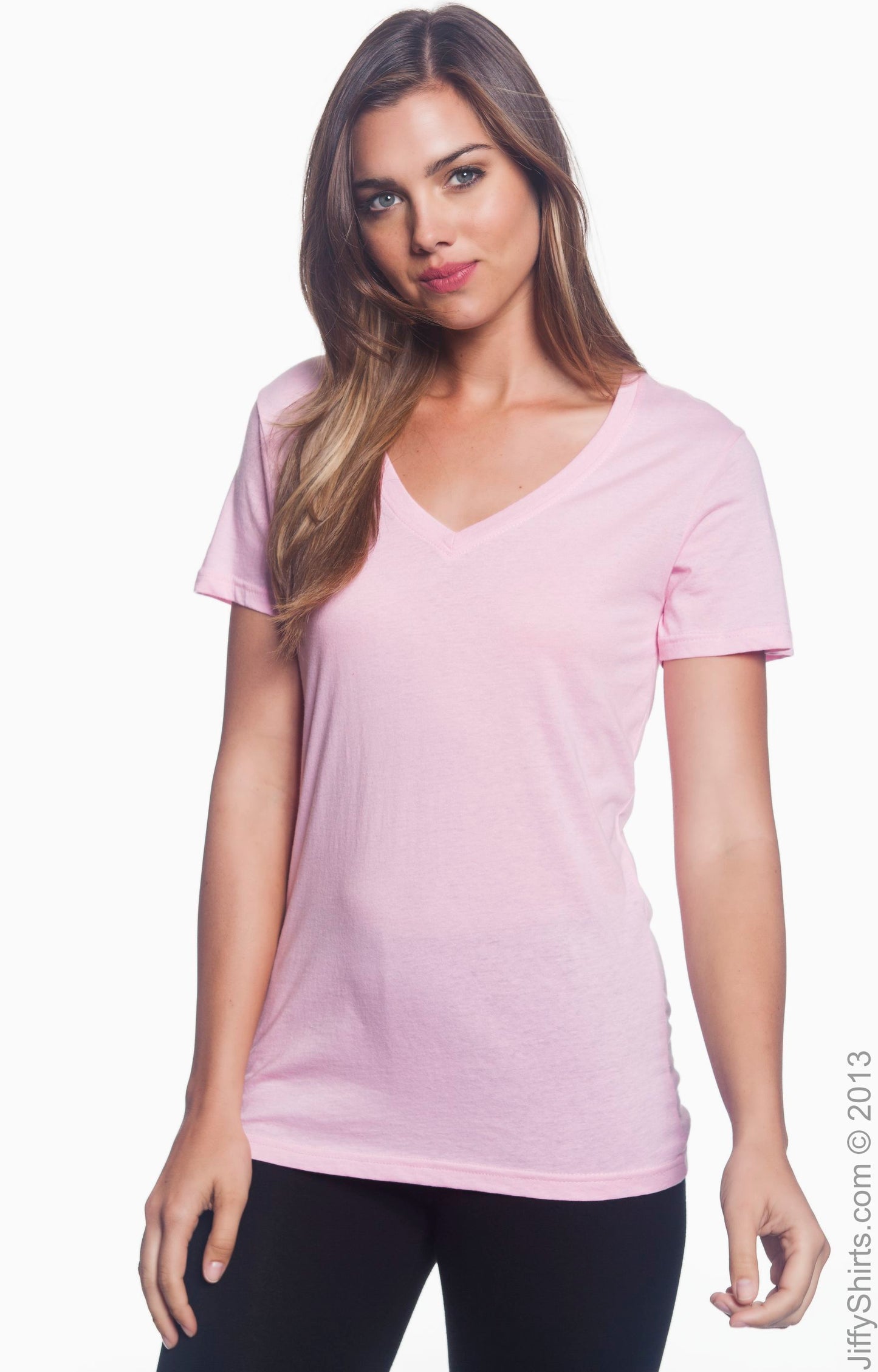 Women's Featherweight V-Neck T-Shirt - Charity Pink