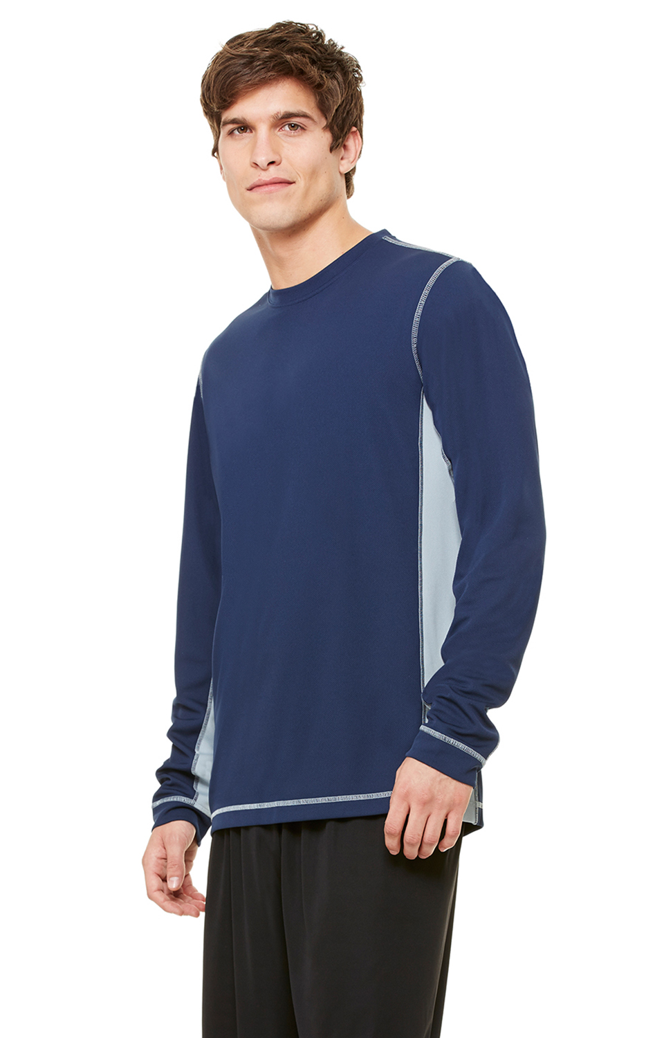 Long Sleeve Pieced Interlock T-Shirt - Navy / Slate