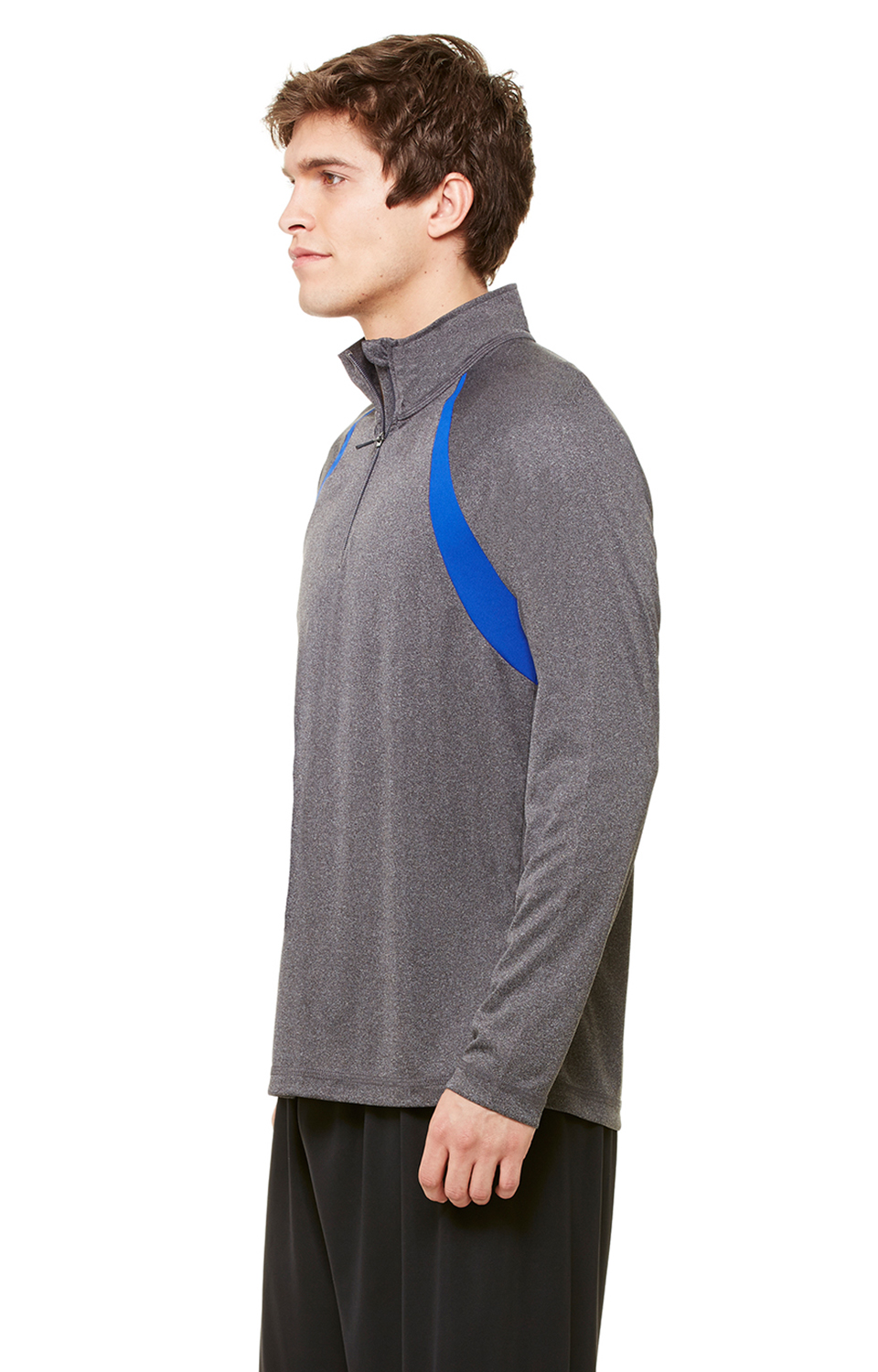 Quarter-Zip Lightweight Raglan Pullover - Dark Gray Heather / Sport Ry
