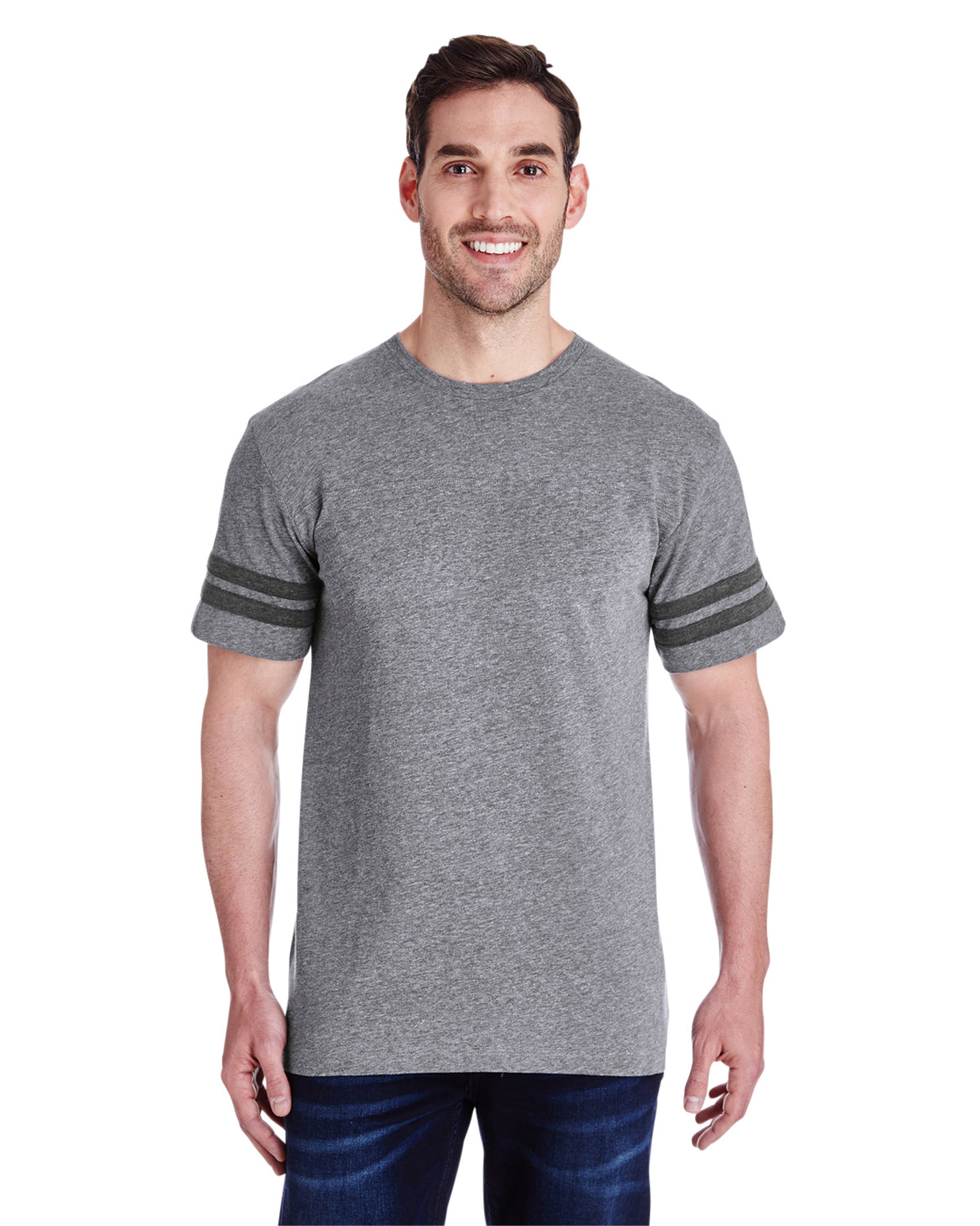 Men's Football T-Shirt - Gran Heather / Vintage Smoke