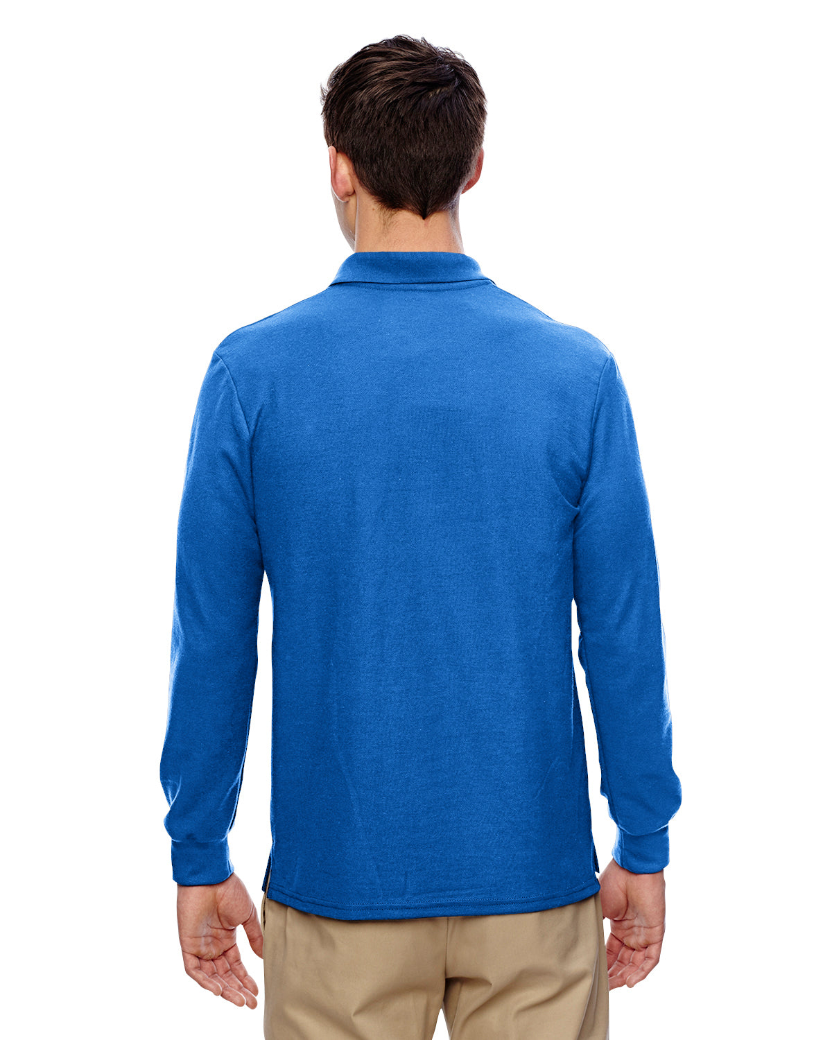 Unisex Double Piqué Long-Sleeve Polo - Royal