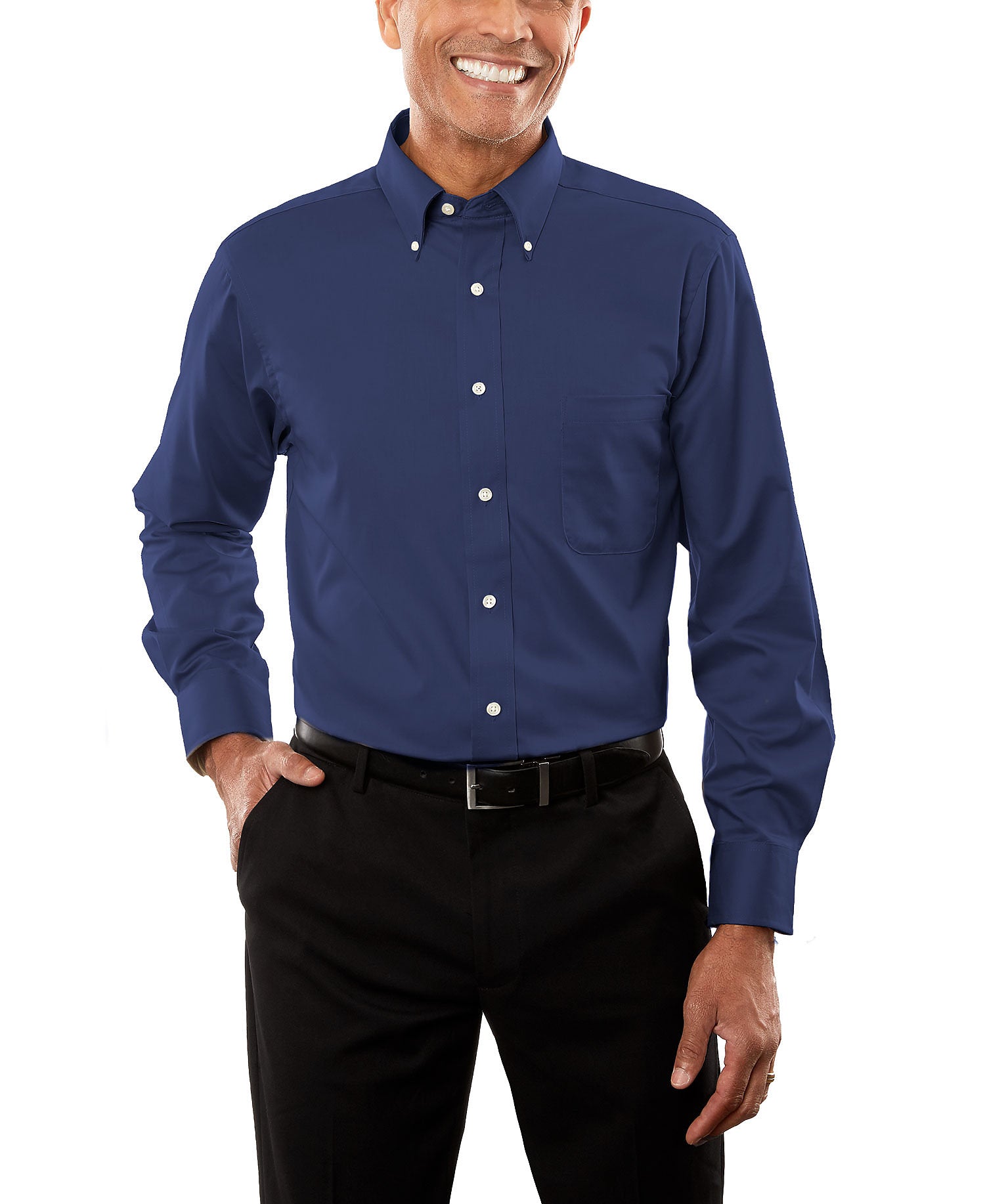 Men's Long-Sleeve Dress Twill - Navy