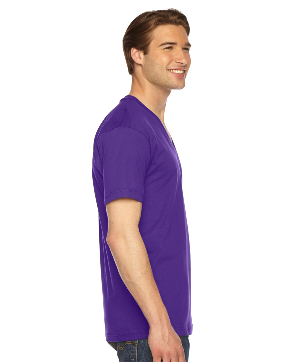 Unisex Fine Jersey Short-Sleeve V-Neck T-Shirt - Purple