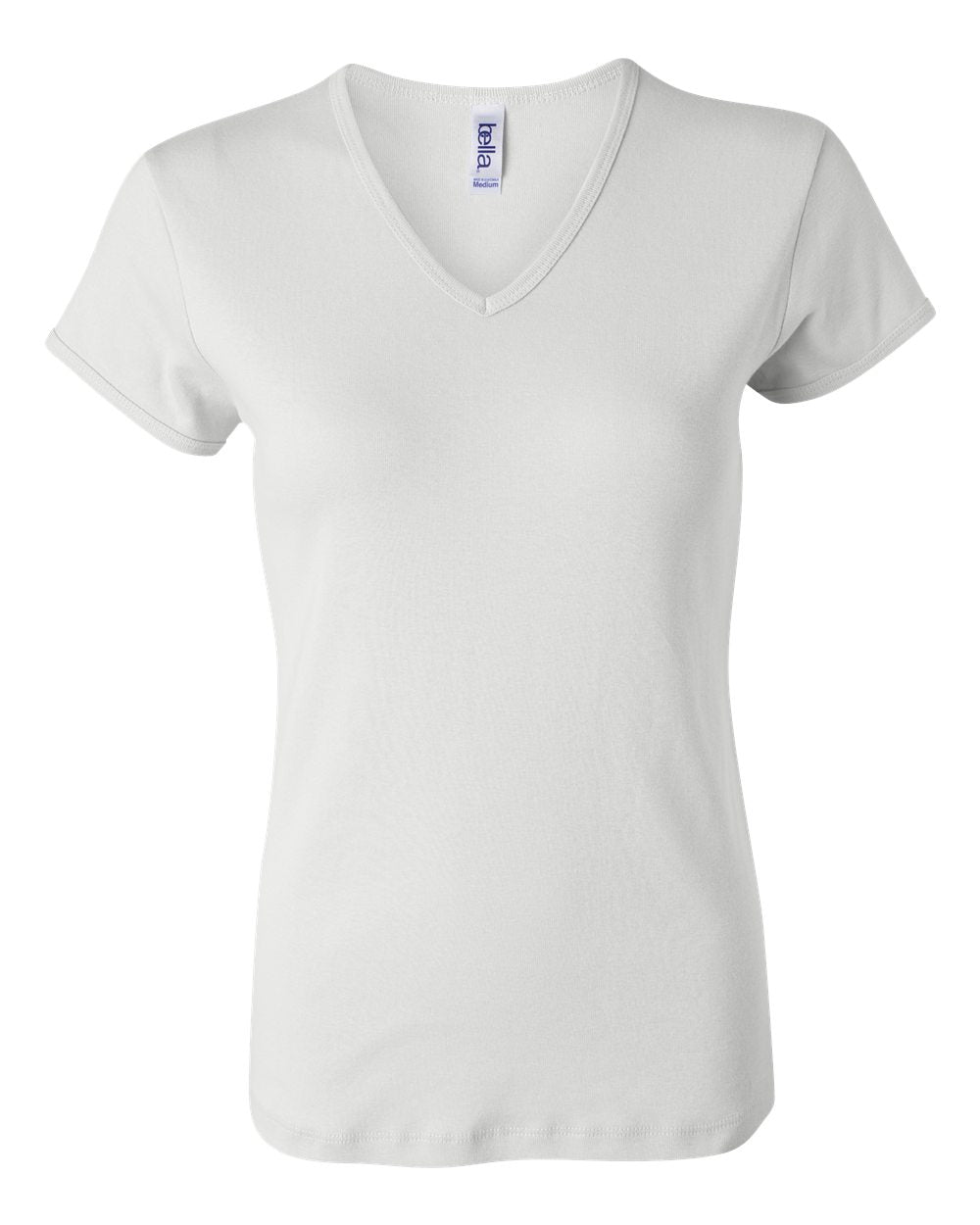 Women's Baby Rib Short Sleeve V-Neck Tee - White