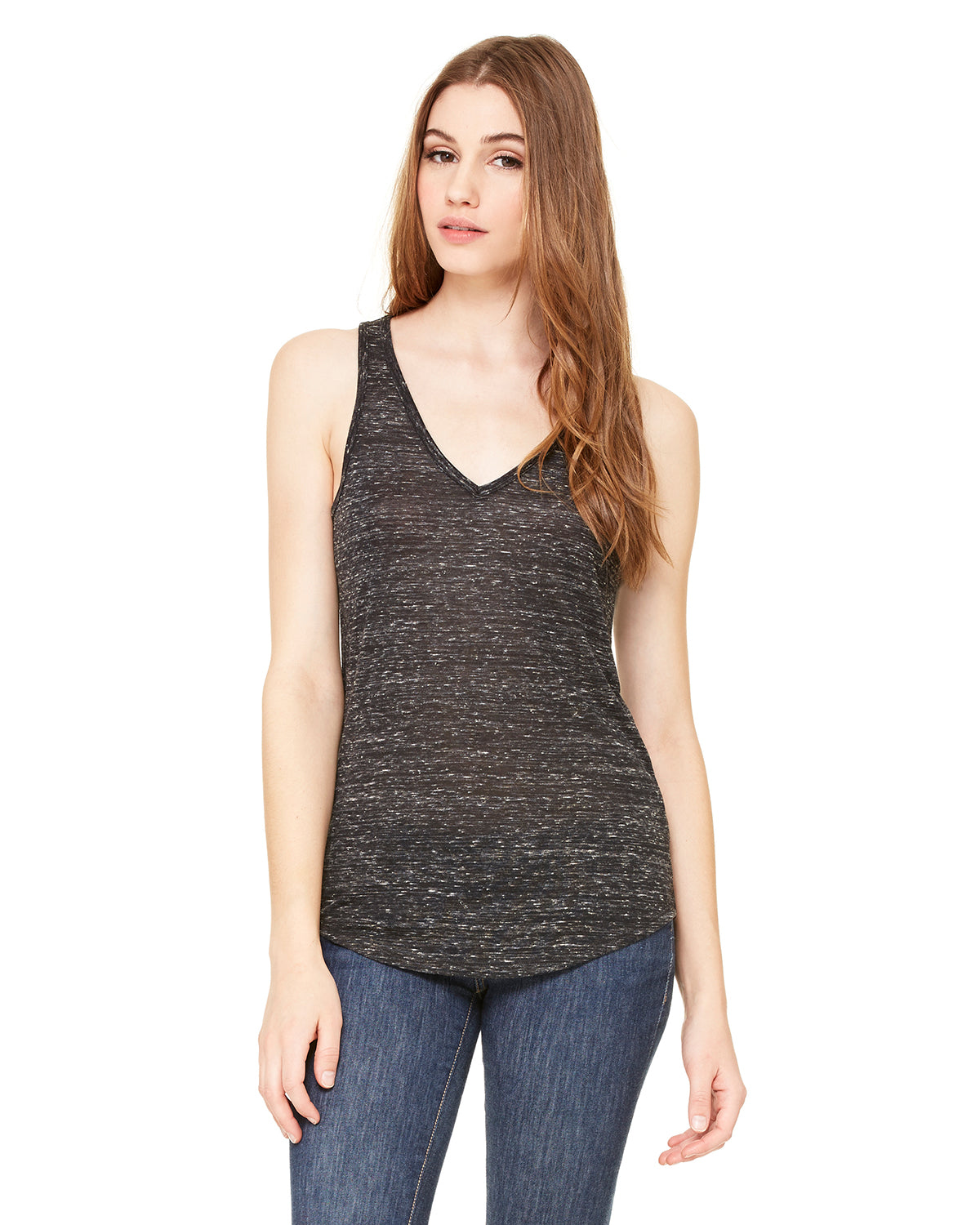 Women's Flowy V-Neck Tank - Black Marble