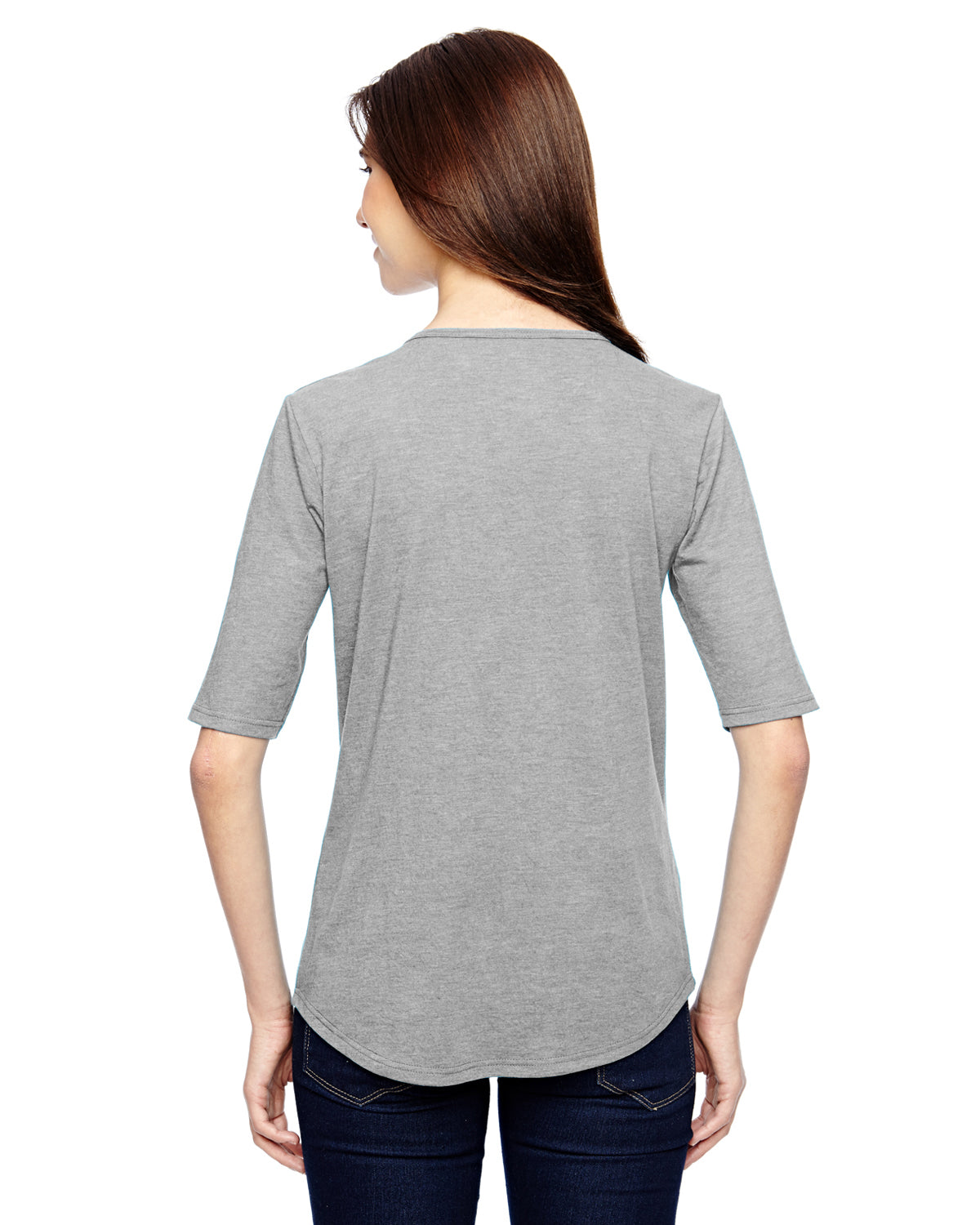 Women's Triblend Deep Scoop 1/2-Sleeve T-Shirt - Heather Gray