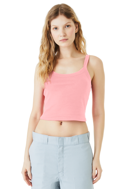 Women's Micro Ribbed Scoop Tank - Solid Pink Blend