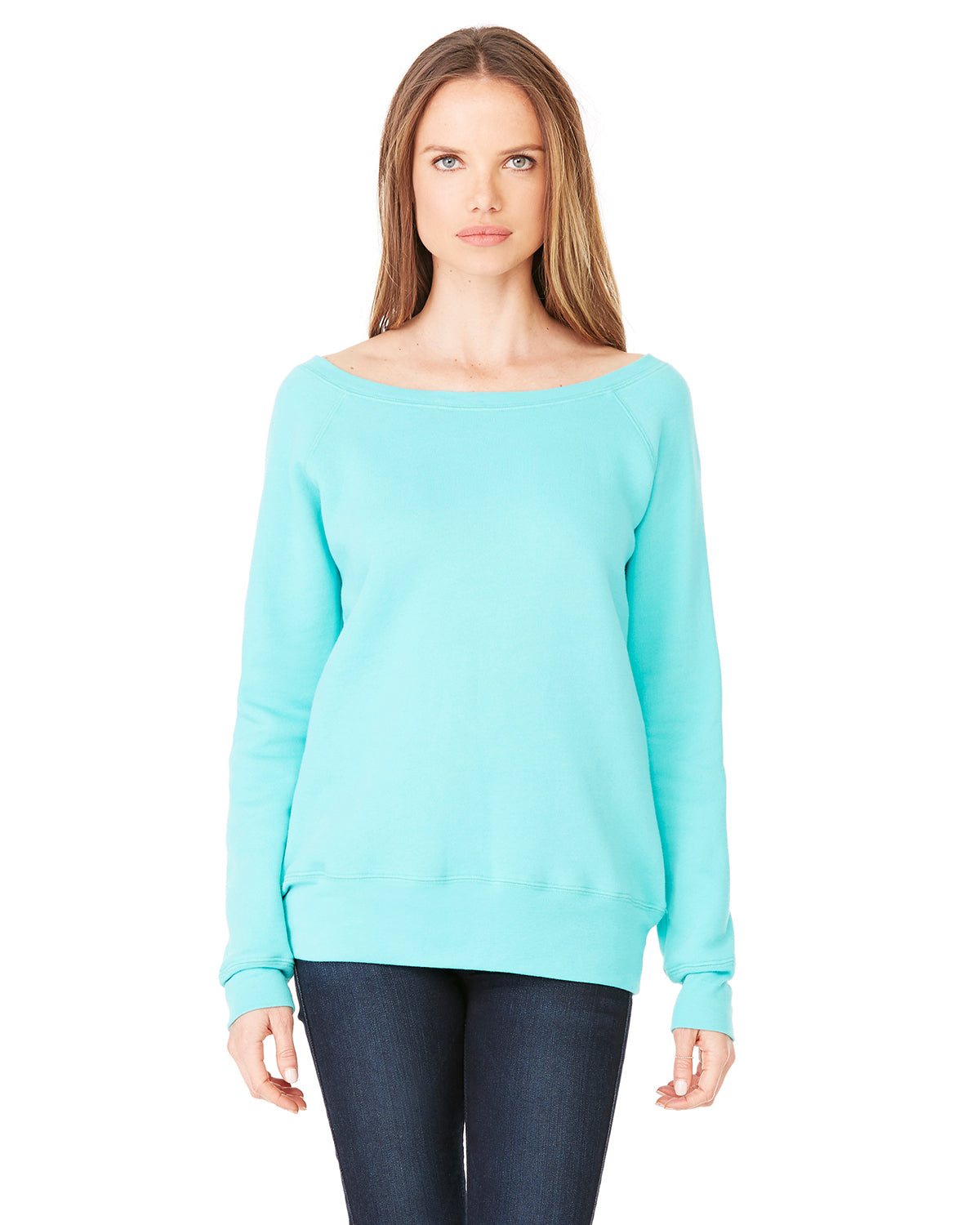 Women's Sponge Fleece Wide Neck Sweatshirt - Teal