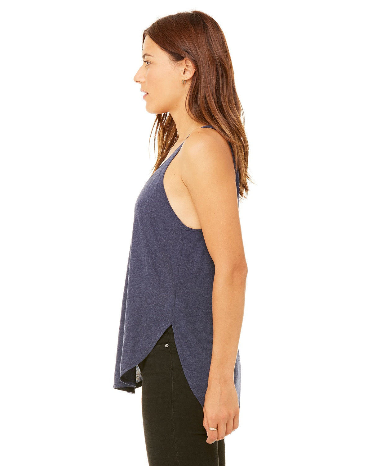 Women's Flowy Side Slit Tank - Heather Navy