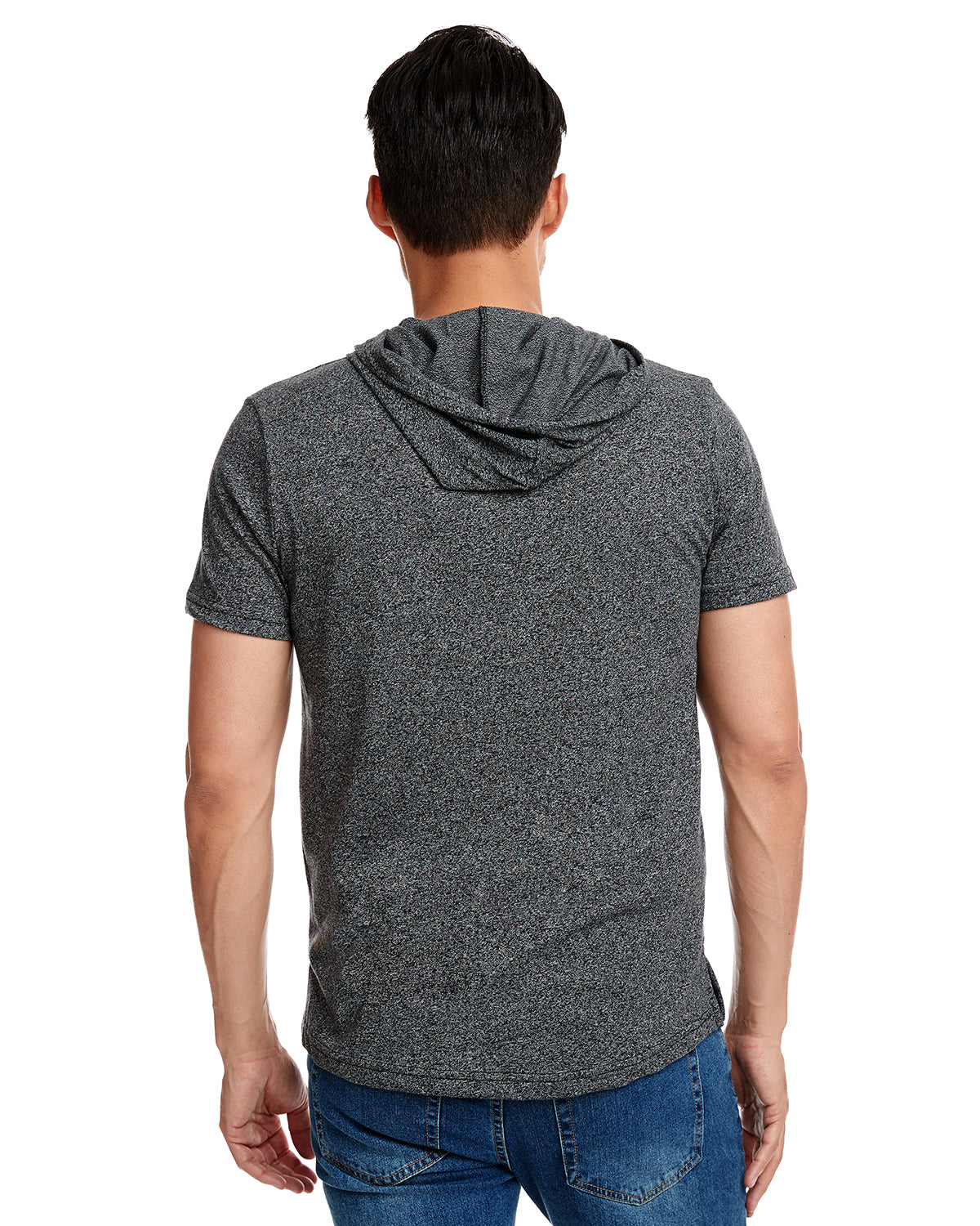 Unisex Mock Twist Short Sleeve Hoody T-Shirt - Black