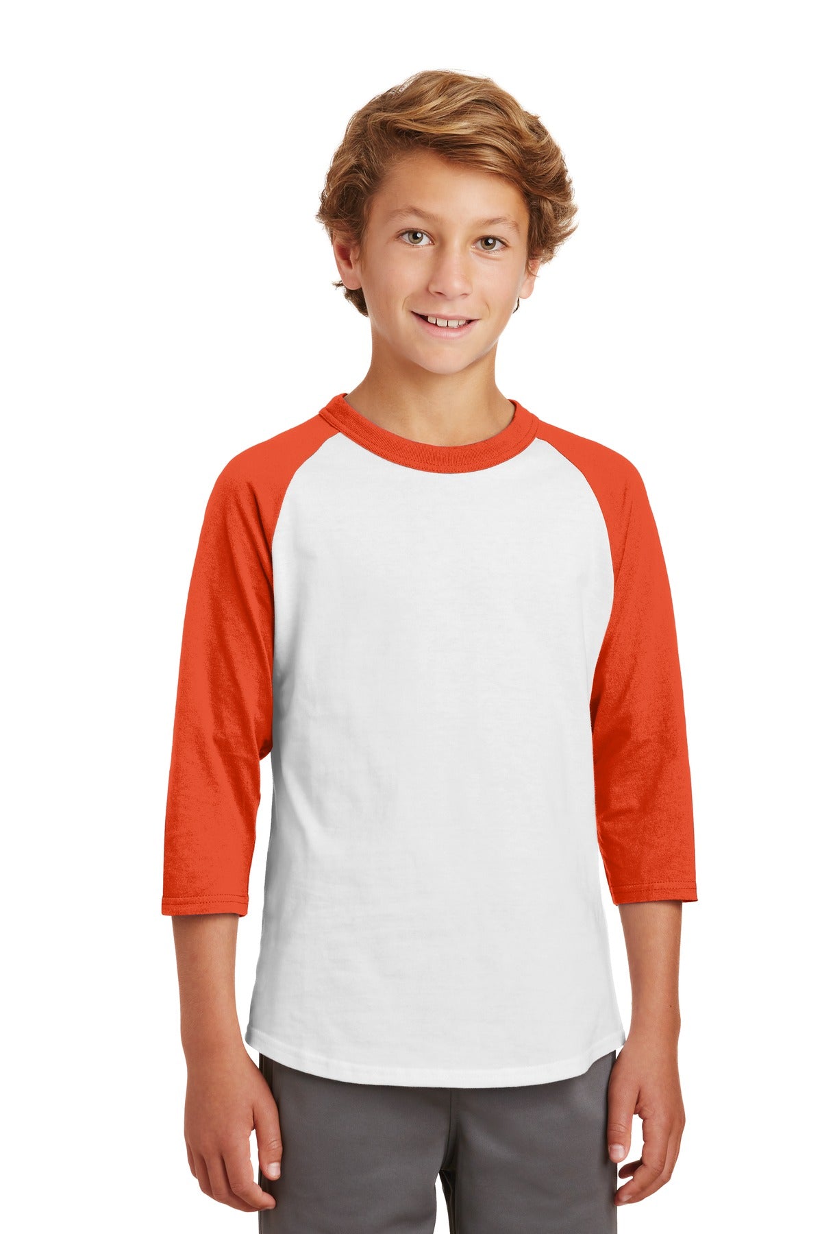 Youth Colorblock Raglan Jersey - White / Deep Orange