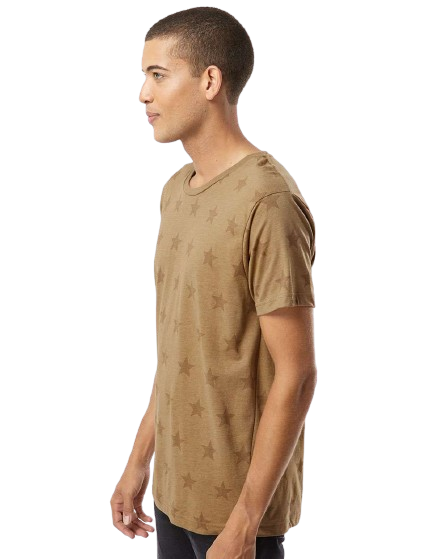 Unisex Star Print T-Shirt - Coyote Brown Star