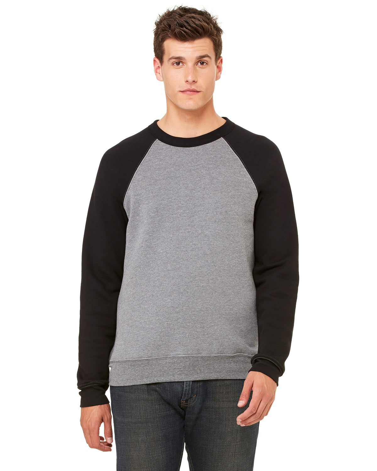 Unisex Sponge Fleece Raglan Sweatshirt - Heather Deep / Black