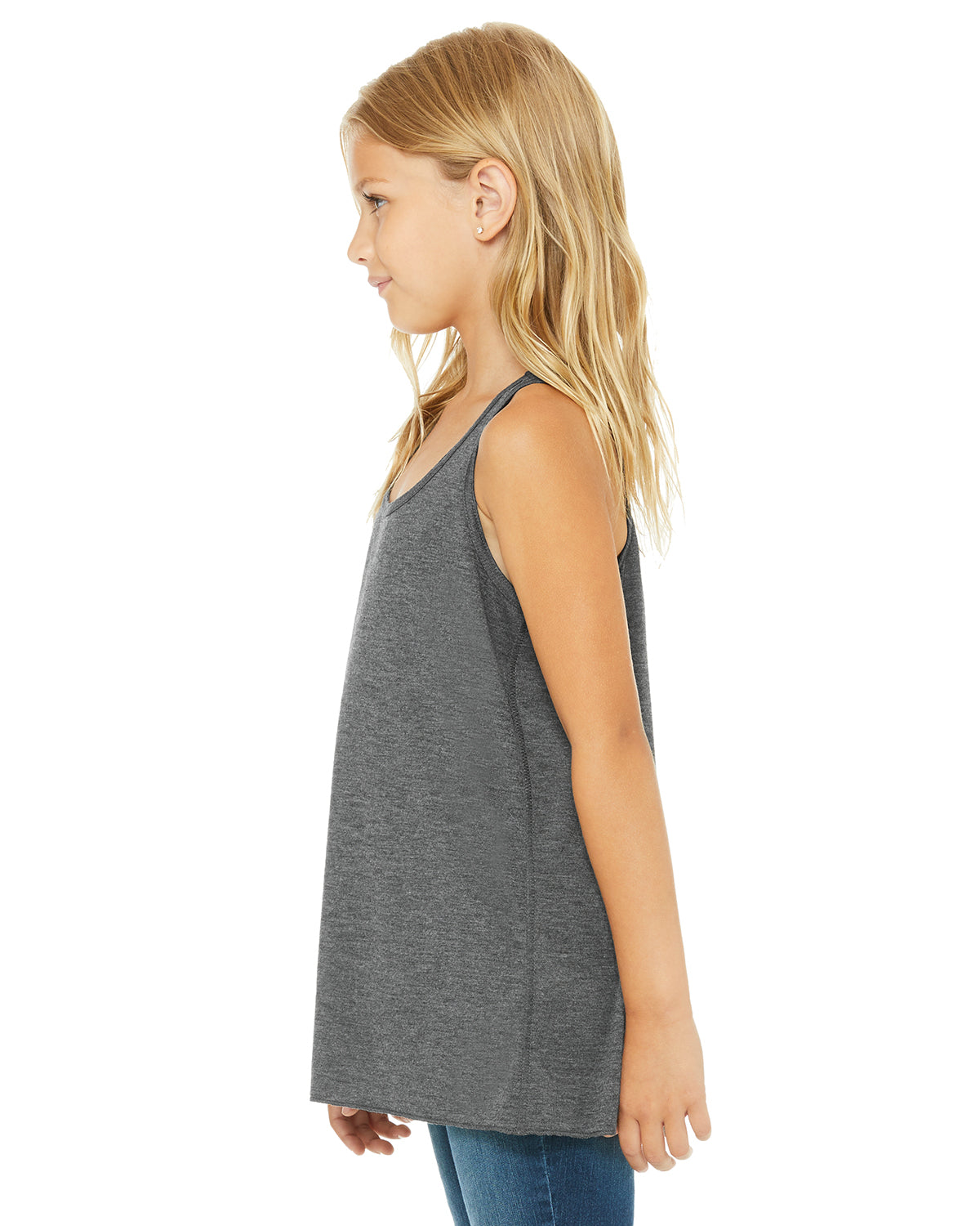 Youth Flowy Racerback Tank - Heather Dark Gray