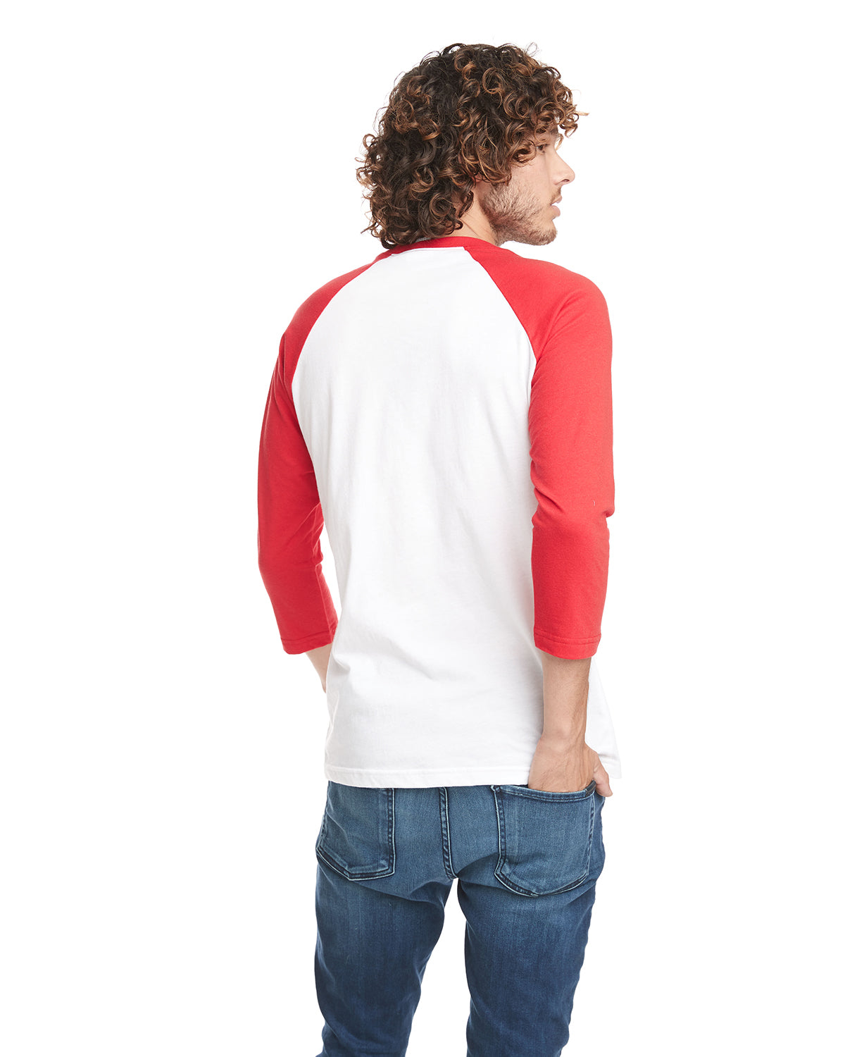 Unisex CVC 3/4 Sleeve Raglan Baseball T-Shirt - Red / White