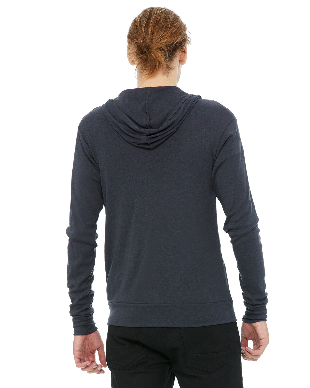 Unisex Triblend Full-Zip Lightweight Hoodie - Solid Dark Gray Triblend