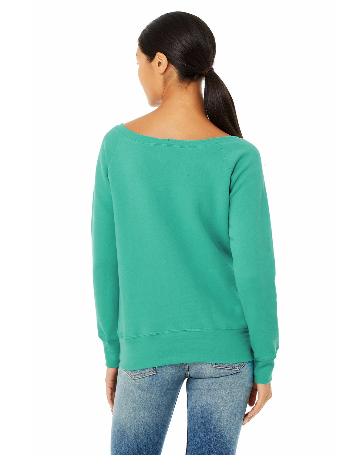 Women's Sponge Fleece Wide Neck Sweatshirt - Teal