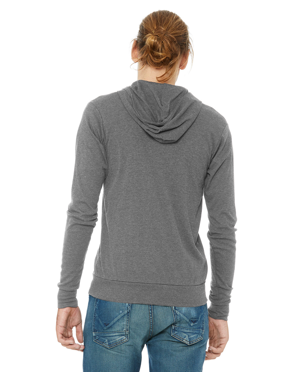 Unisex Triblend Full-Zip Lightweight Hoodie - Gray Triblend