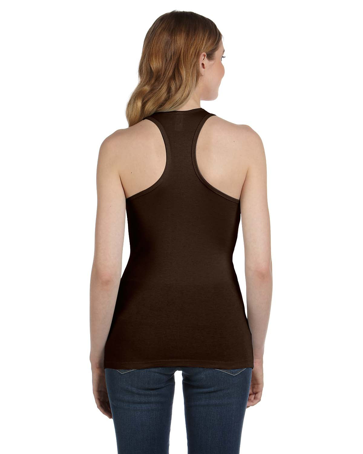 Women's Sheer Mini Rib Racerback Tank - Chocolate