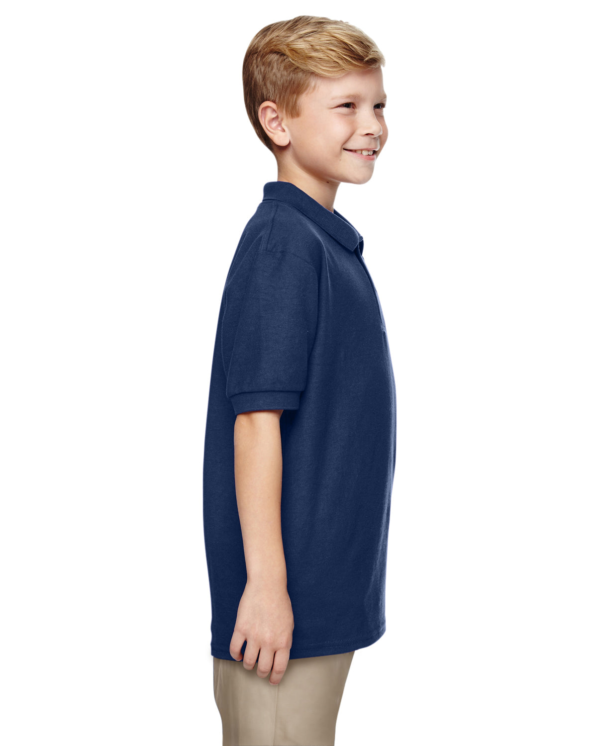 Youth Double Piqué Polo - Navy